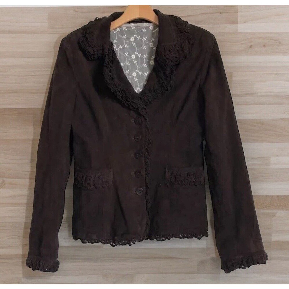 Vera Pelle Real Leather scallop laser cut suede 44 Women’s M Medium